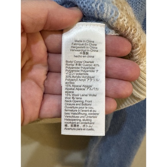 J.Crew Fair Isle Cardigan in Frosted Tundra Snow Brushed Yarn Sweater Medium - Picture 7 of 11